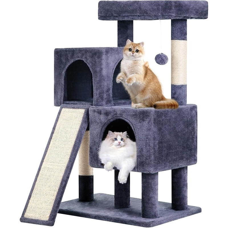 Cat Tree W/ Sisal Scratching Posts Interactive Ball Indoor Cats Stable Design US