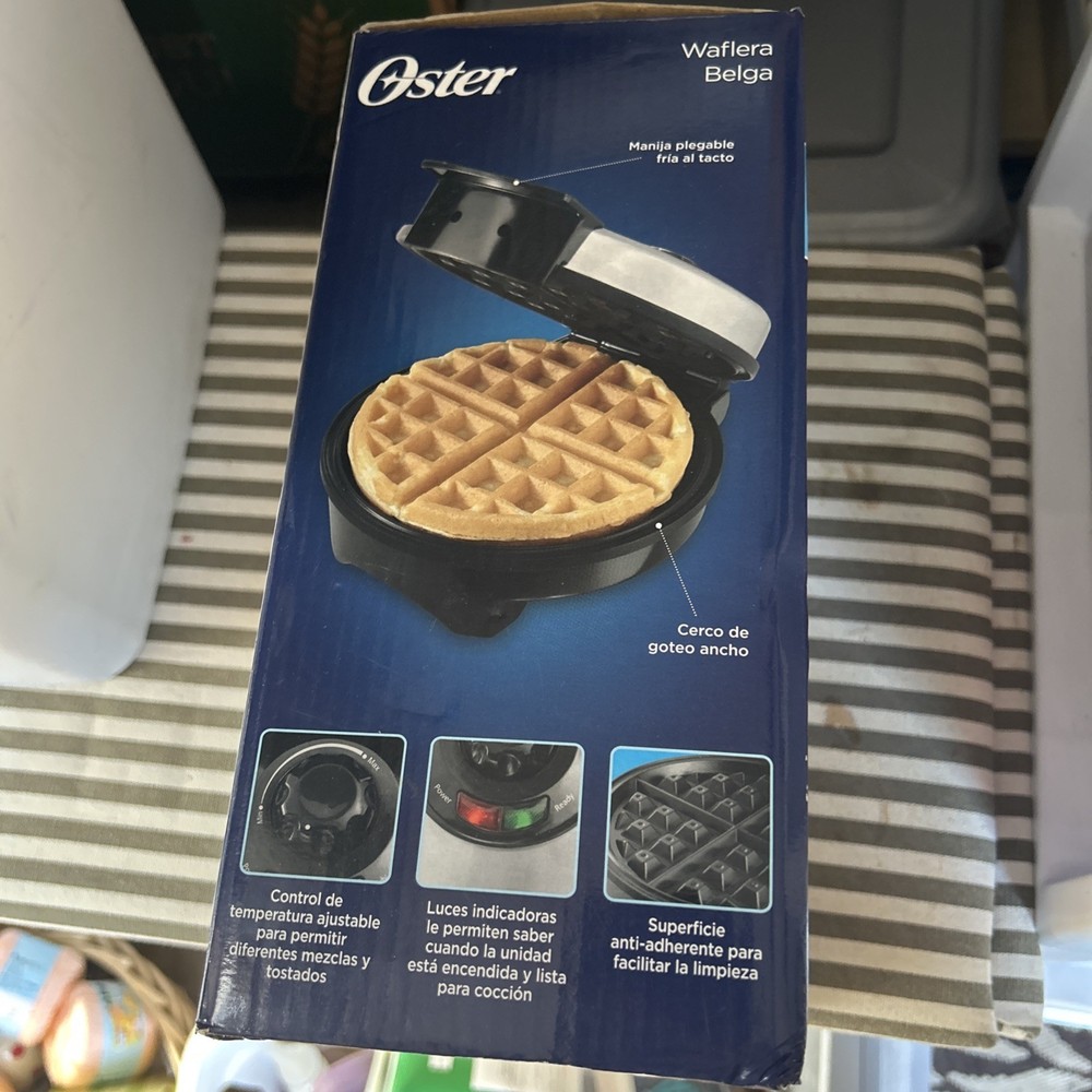 Oster 8" Nonstick Belgian Waffle Maker with Temperature Control, Silver Open Box