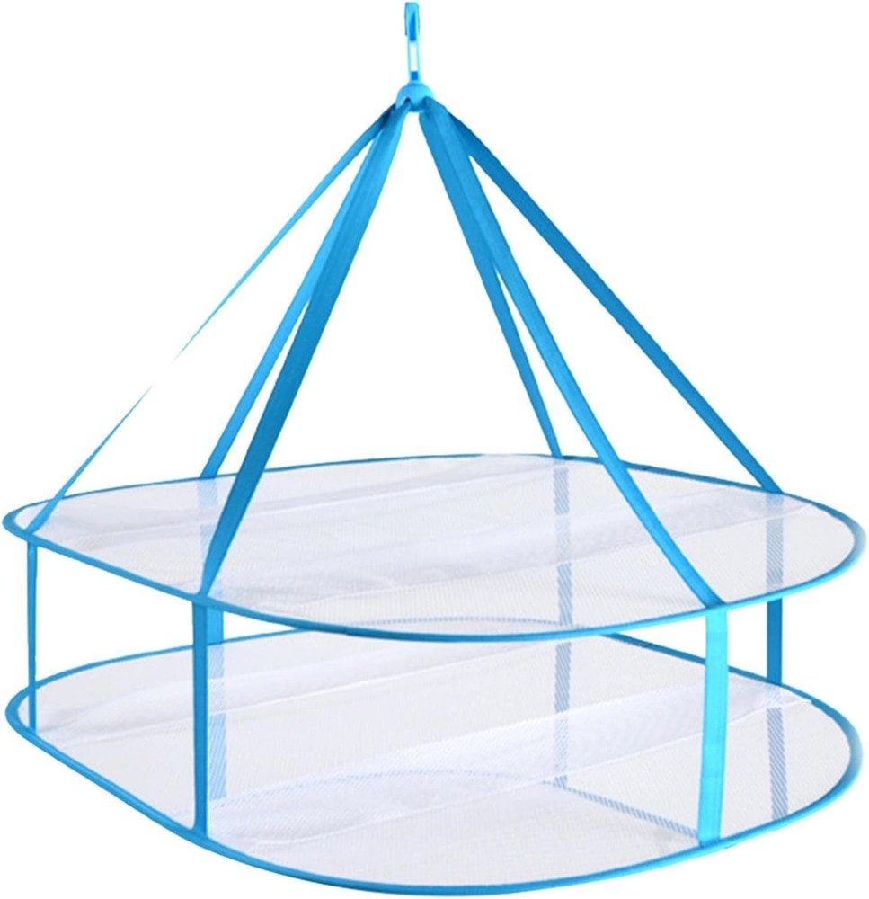 2-Tier Folded Mesh Clothes Drying Rack Stackable Sweater Laundry Drying Rack