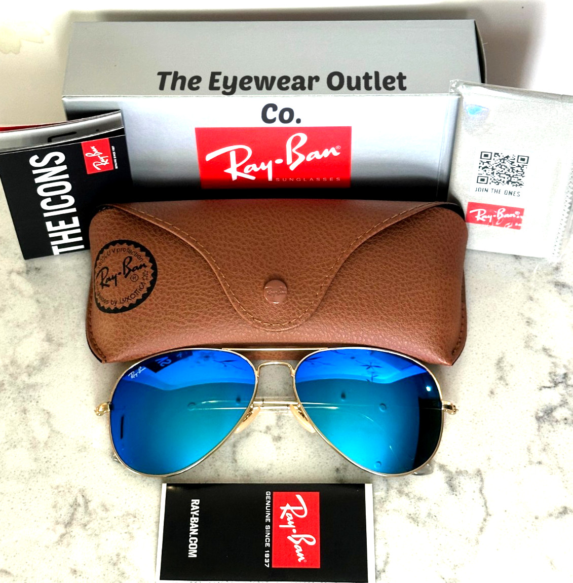 Store Display Rayban Aviator Blue Mirror RB3025 Standard 58 /Large 62 Men Women