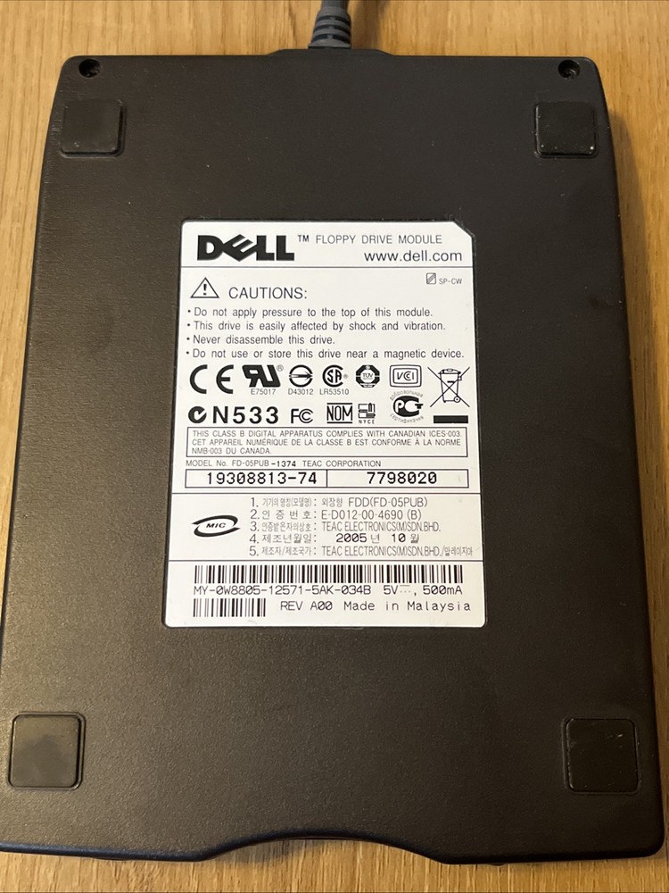 Dell N533 USB External Floppy Disk Drive Module Model FD-05PUB