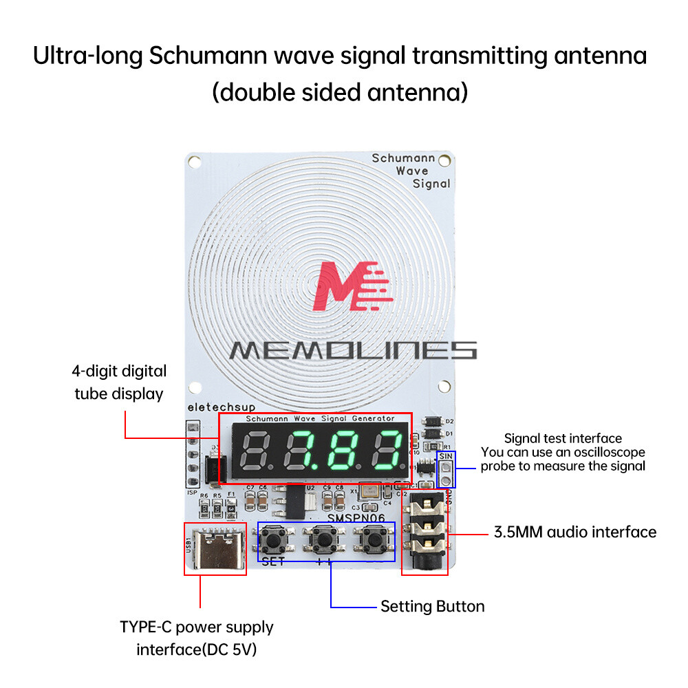 Adjustable 0.01Hz~9999Hz Frequency Schumann Wave Generator 4Bit Digital Display