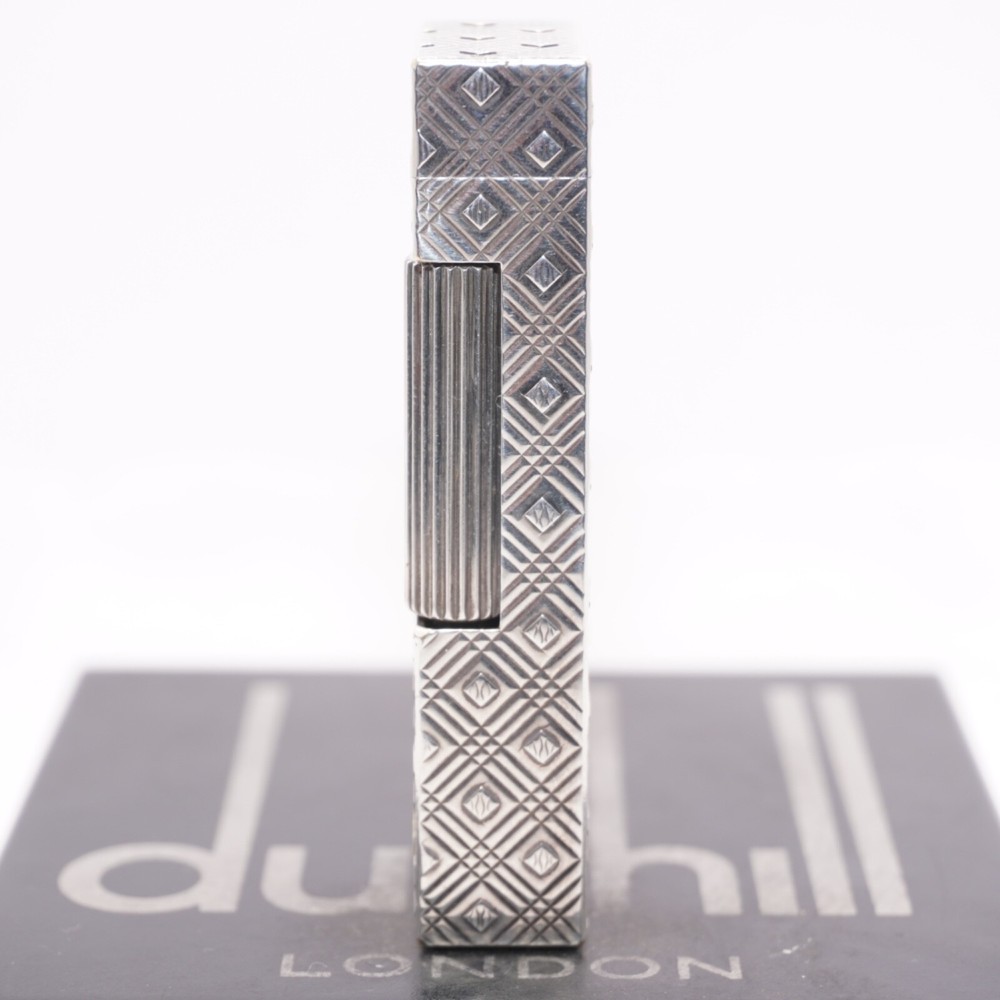 Dunhill Lighter Silver Rhombus Pattern_Ultrasonically cleaned_Working