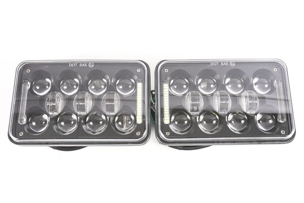 Heise HE-4X6B1 4x6" Rectangular Headlight Black Front Face