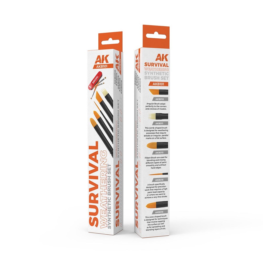 AK Interactive AKB101 Survival Weathering Brushes Set (5pcs) - US