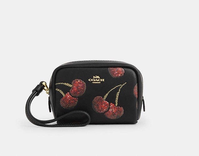 Coach Pouch Wristlet With Cherry Print CDF01