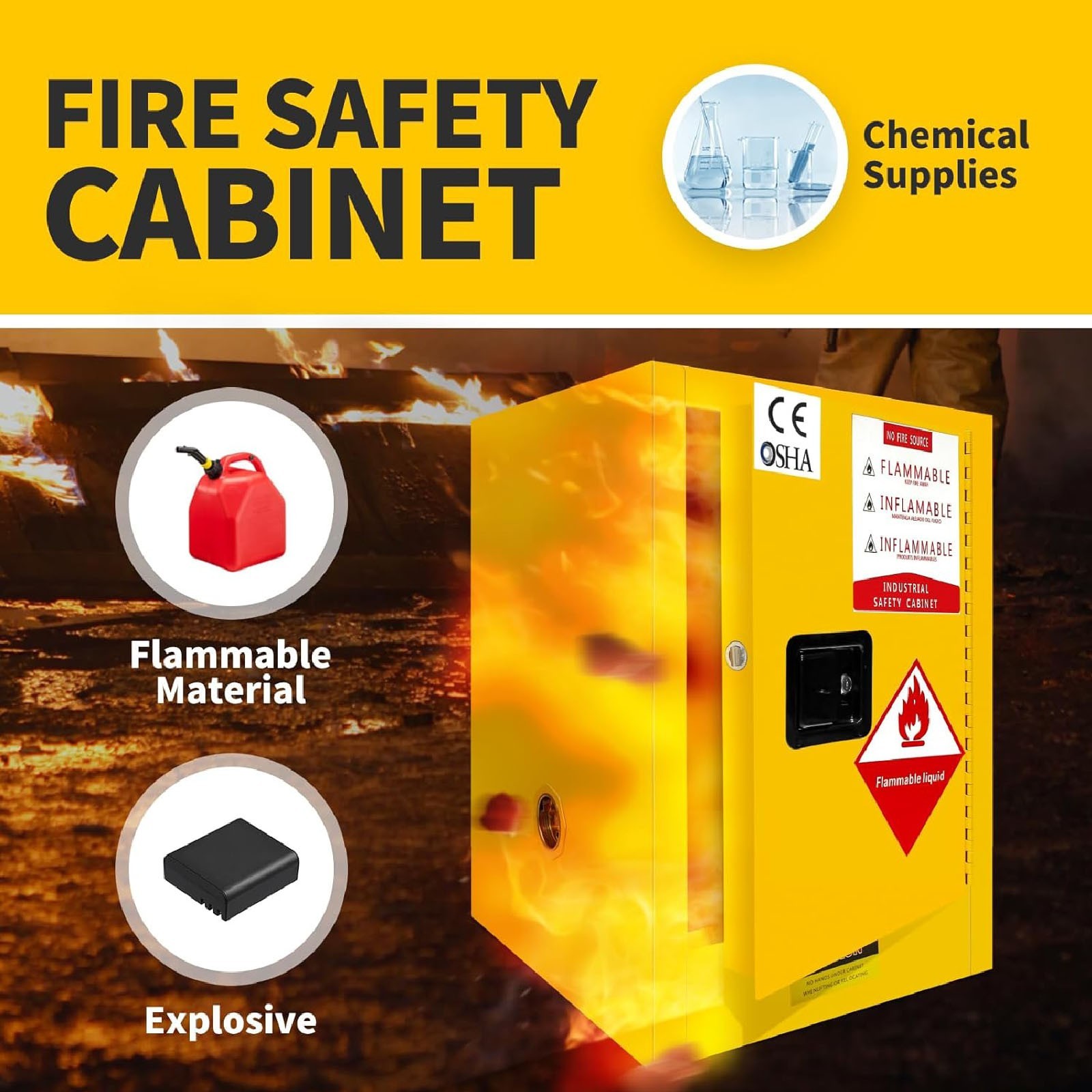 12/45/60/80 Gal Flammable Liquids Storage Cabinet Fireproof Cabinet for Factory