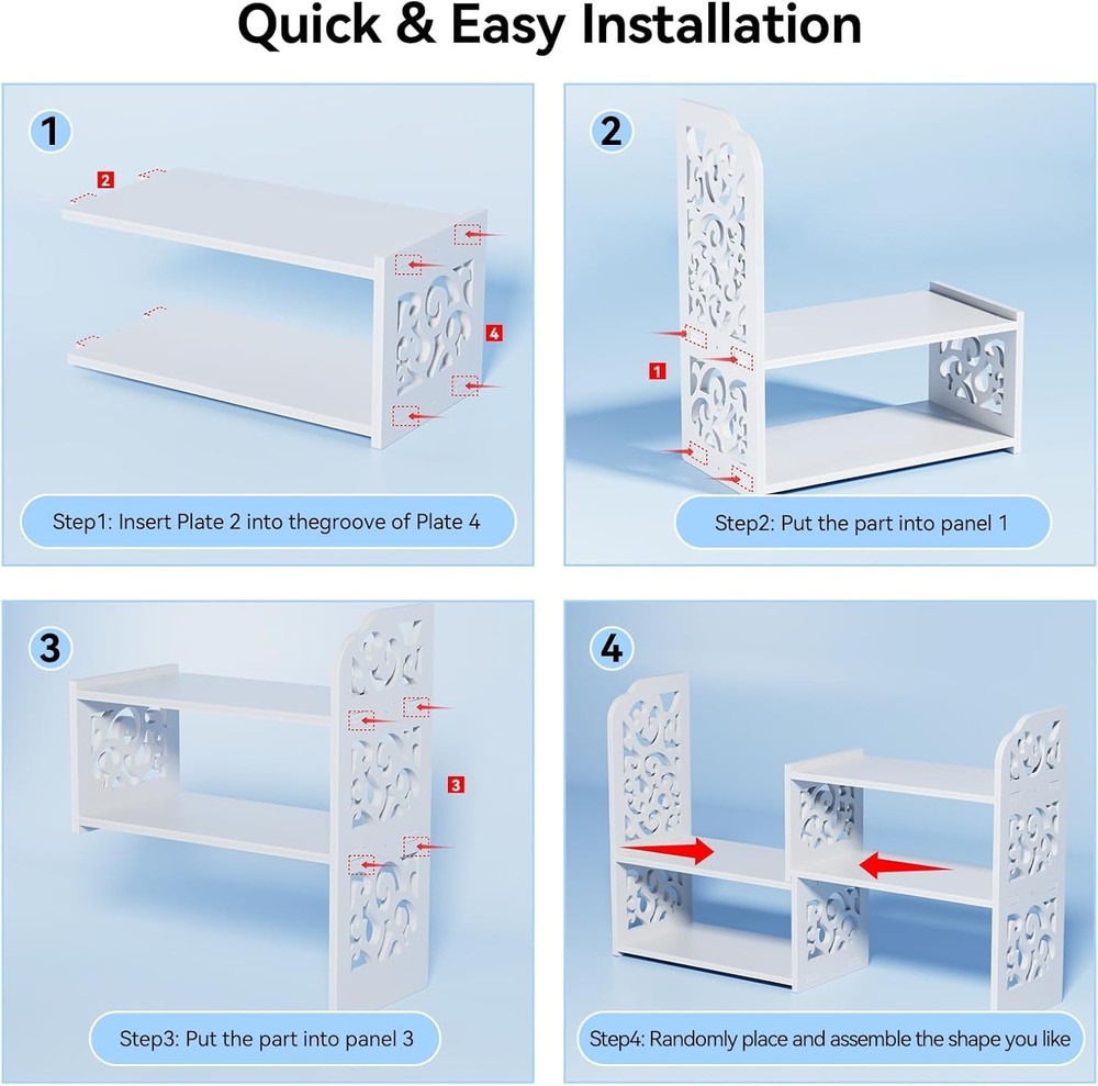 Modern Adjustable Desktop Shelf - Lightweight, Easy Assembly for Home & Office