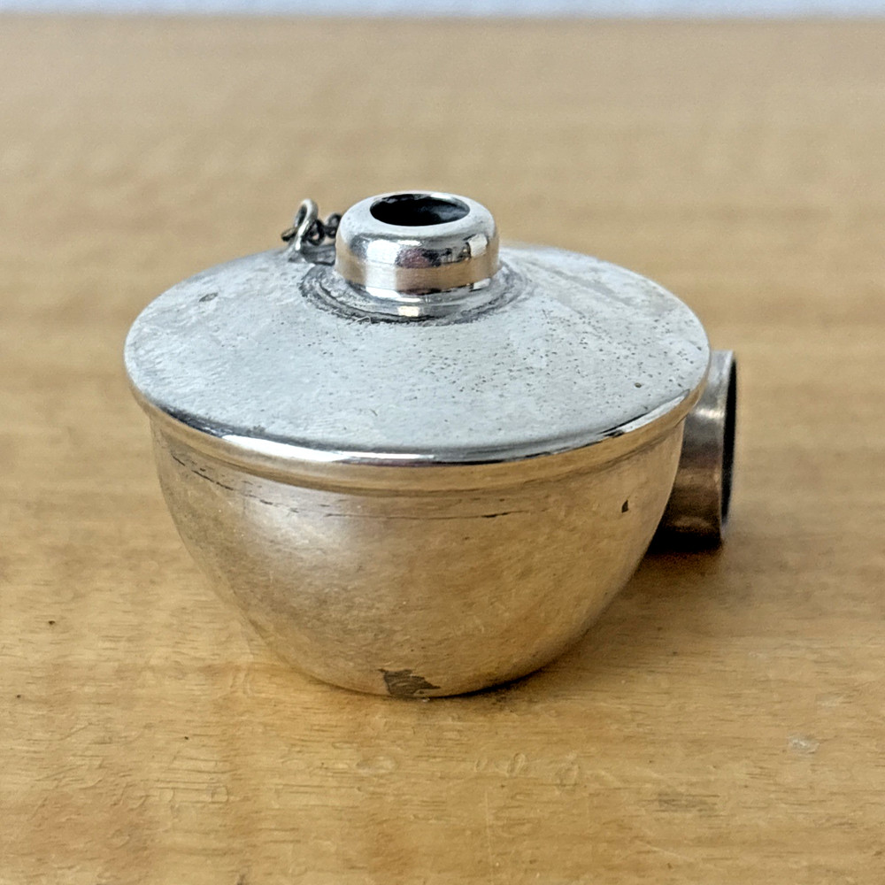 El De Uberti Silver Miniature Oil Lamp or Condiment Jar