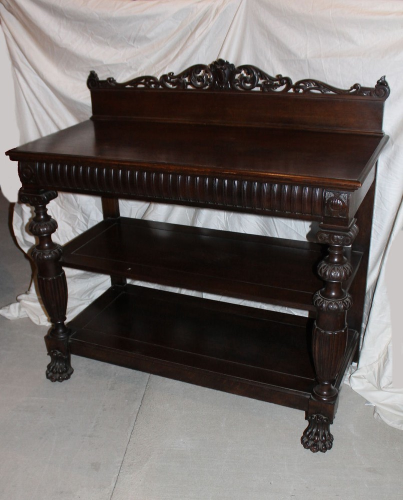 Antique Fancy Oak Server Buffet – highly carved