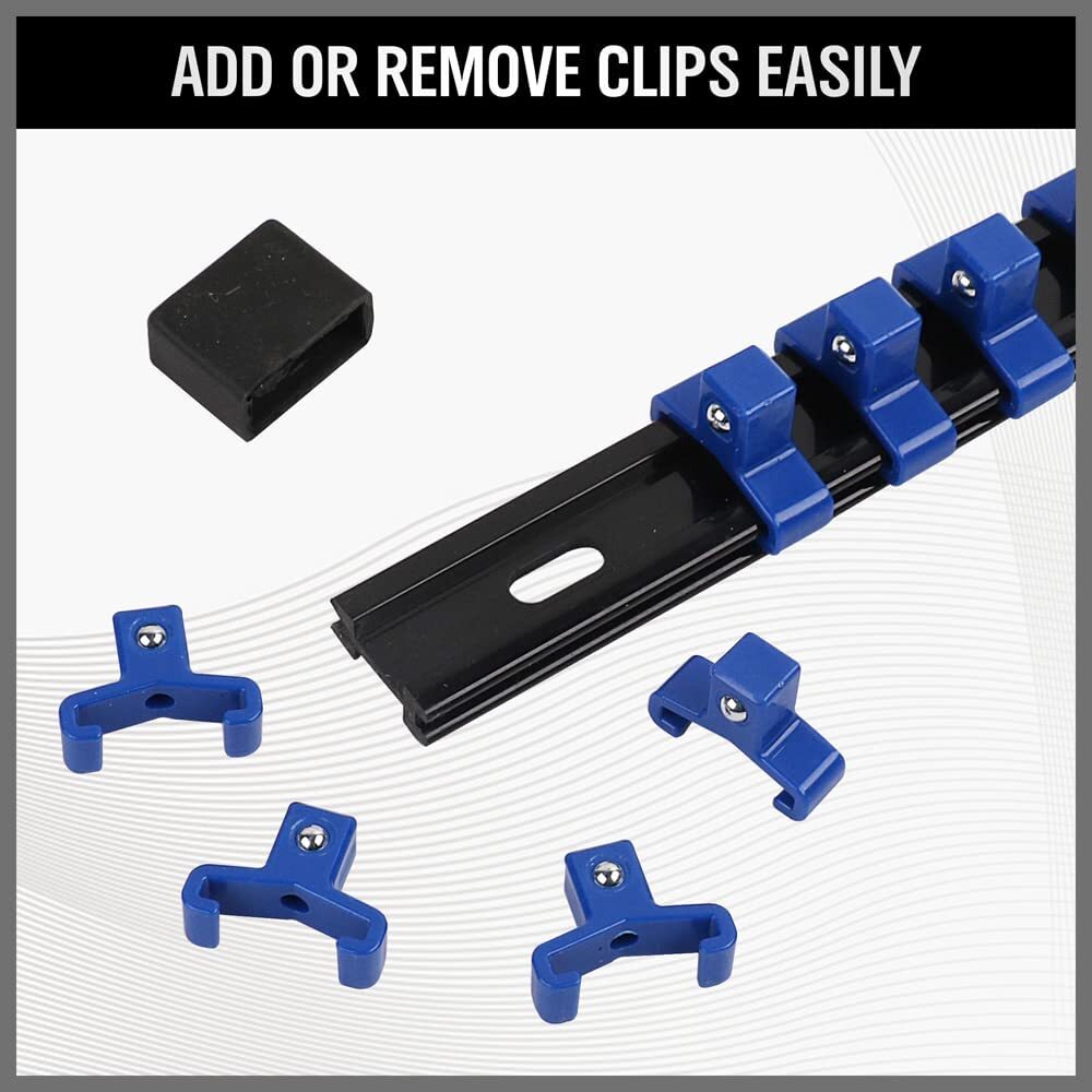 9pc Mountable Socket Organizer Rail Rack for 1/4, 3/8, 1/2 Drive Tools