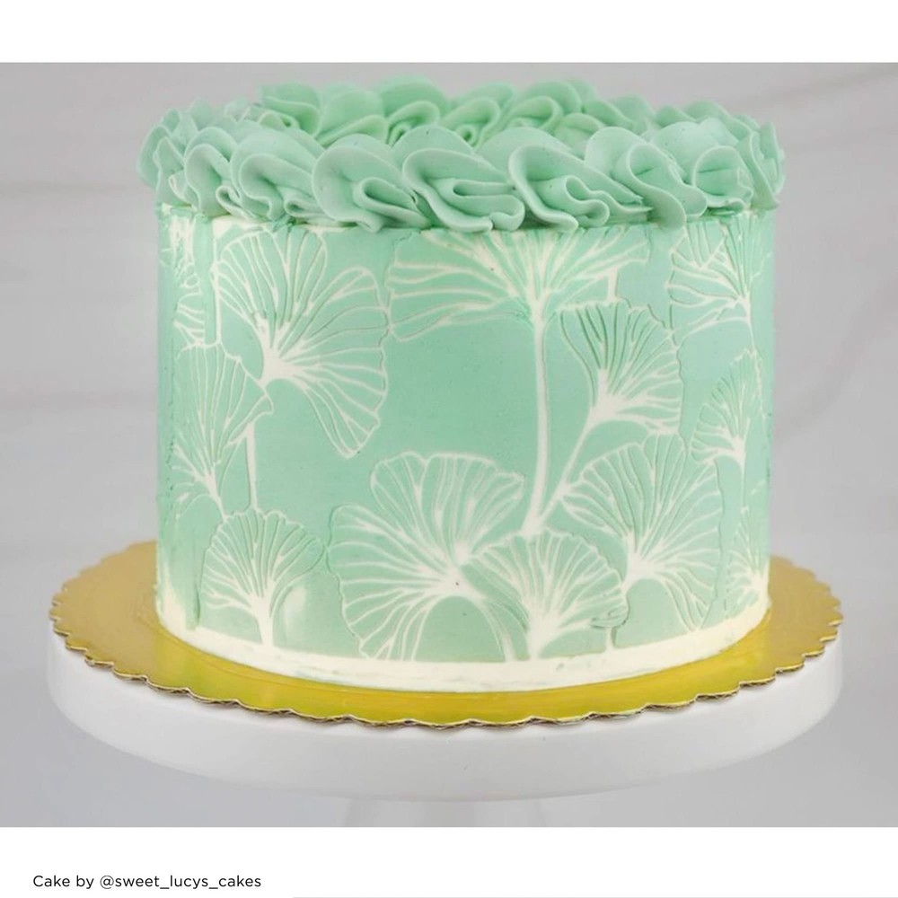 Large Cake Decorating Stencil Ginko Ginkgo Leaves Pattern