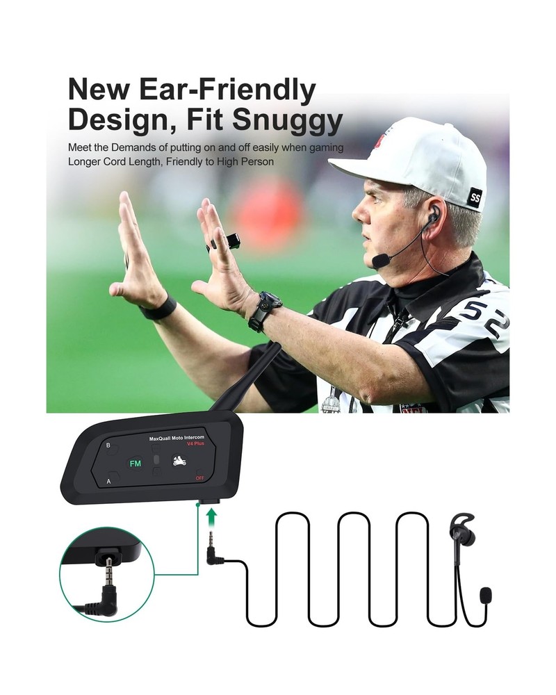 Referee Headsets, Referee Communication System Sets 3 Person Full Duplex Wire...