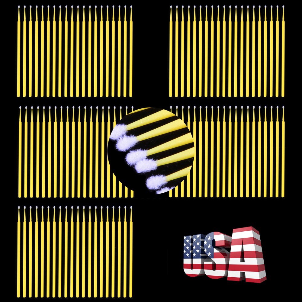 Yellow Microbrush Micro Brush Applicator Tips 2.0mm Dental