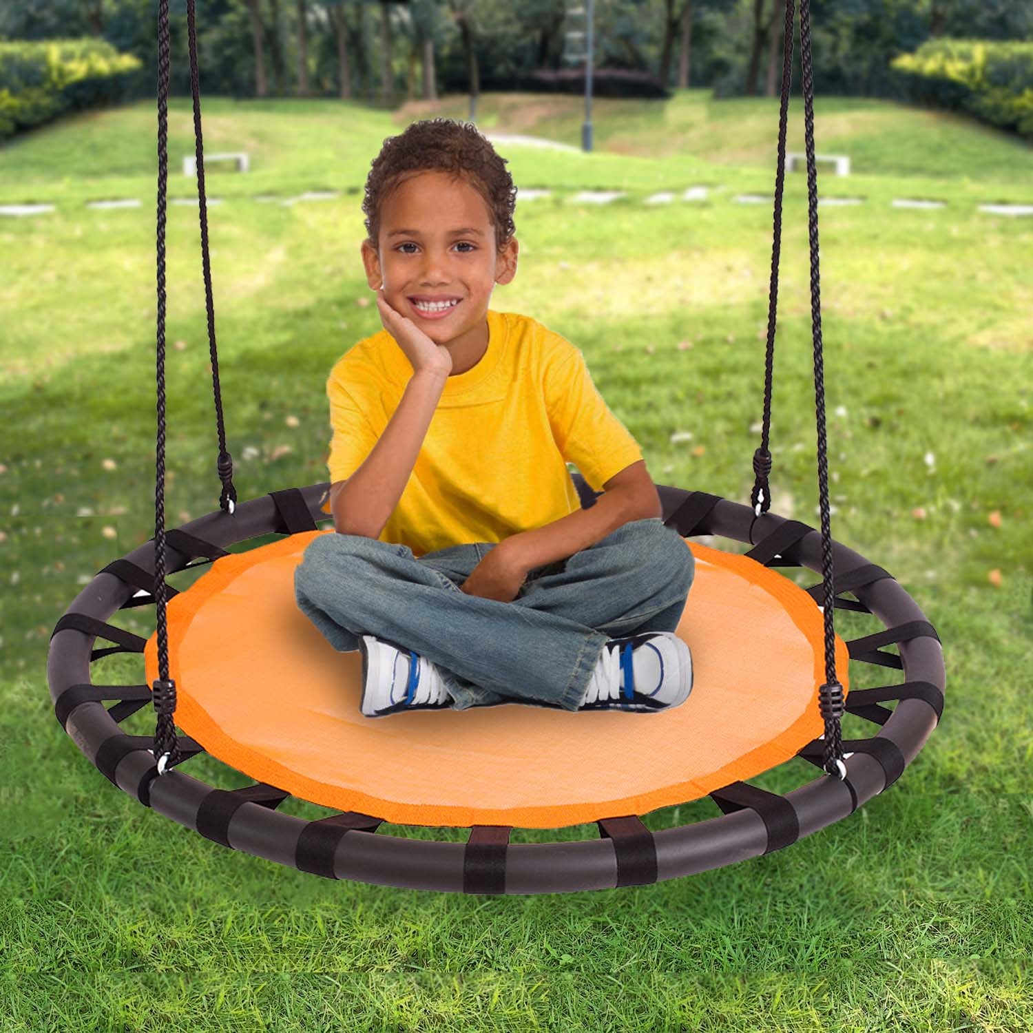 Clevr 40" Outdoor Saucer Kids Tree Tire Swing, Camo