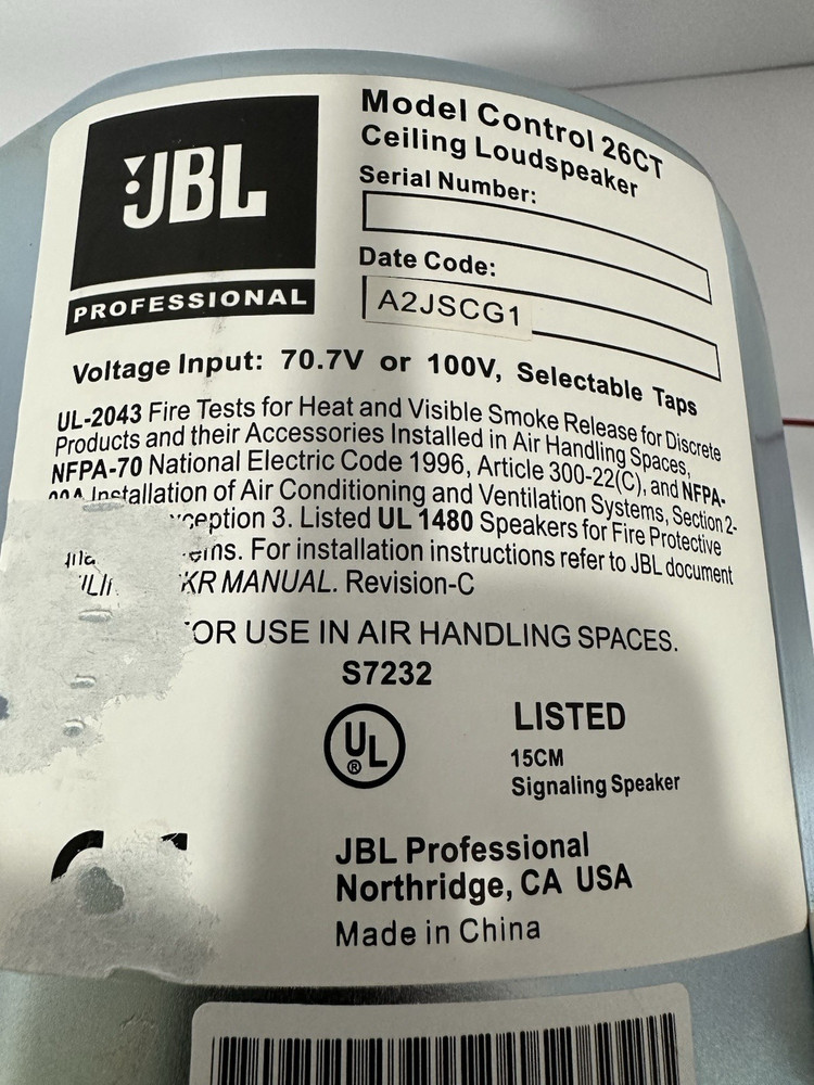 JBL Model Control 26CT Ceiling Loudspeaker 10"