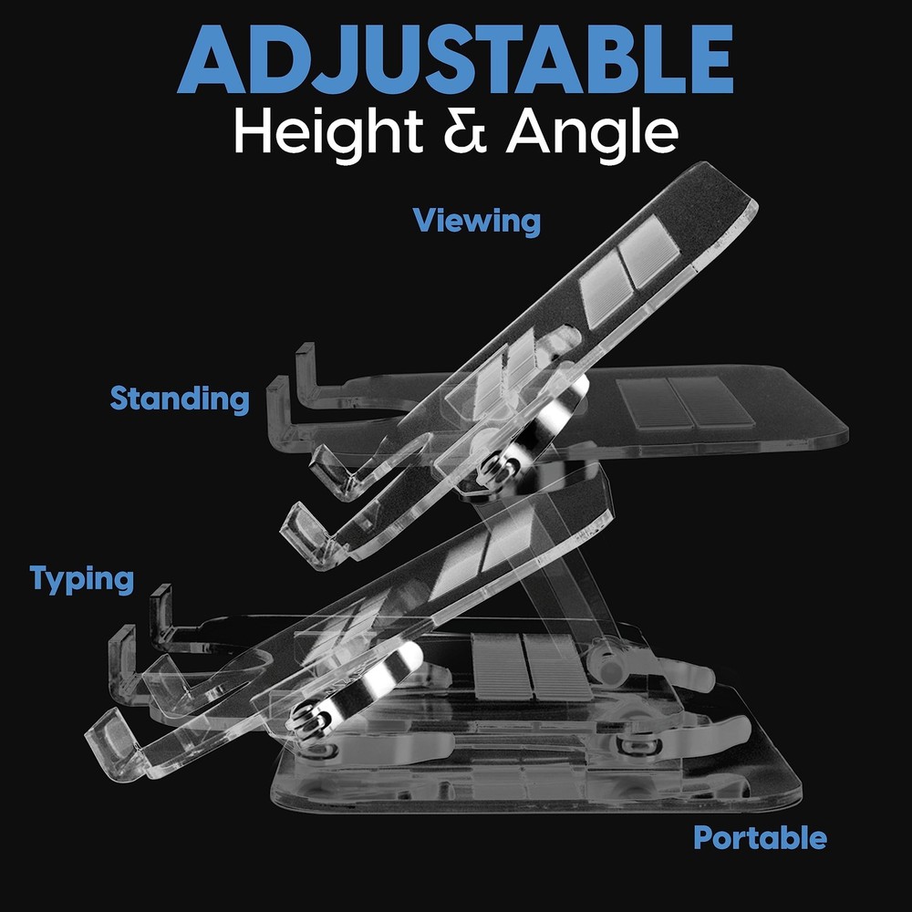 DuraClear Acrylic Laptop Stand for Desk – Ergonomic Adjustable Acrylic Comput...