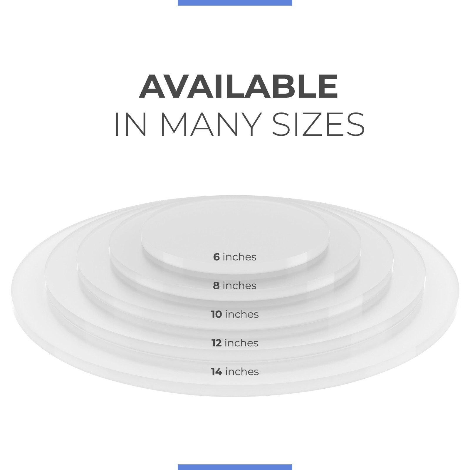 Round Acrylic Plexiglass Sheet Table Top 1/4" Flat Clear Cake Disc Lucite Circle