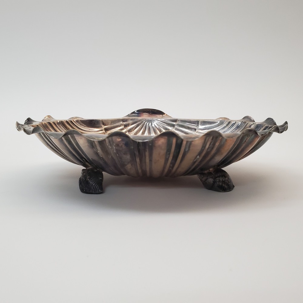 Antique Wilson & Sharp Edinburgh SCALLOP Shell Dish Silver‑Plate 8885 Footed