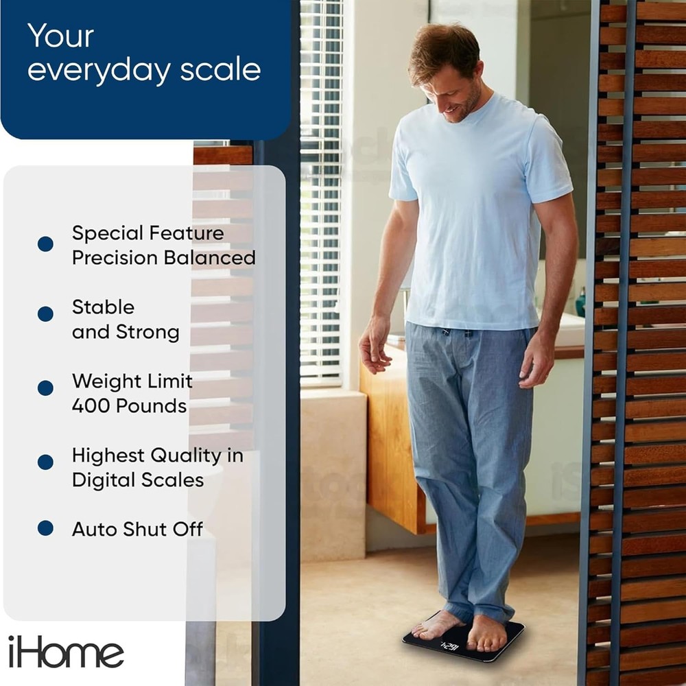 Digital Battery Powered Bathroom Scale 397 lbs, Black