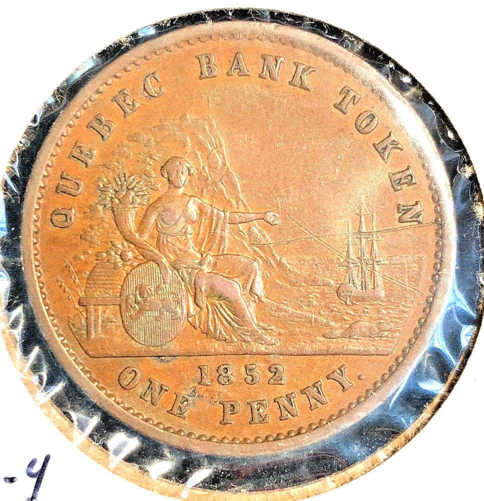 Canada Quebec Bank Token 1852 Penny PC-4 XF