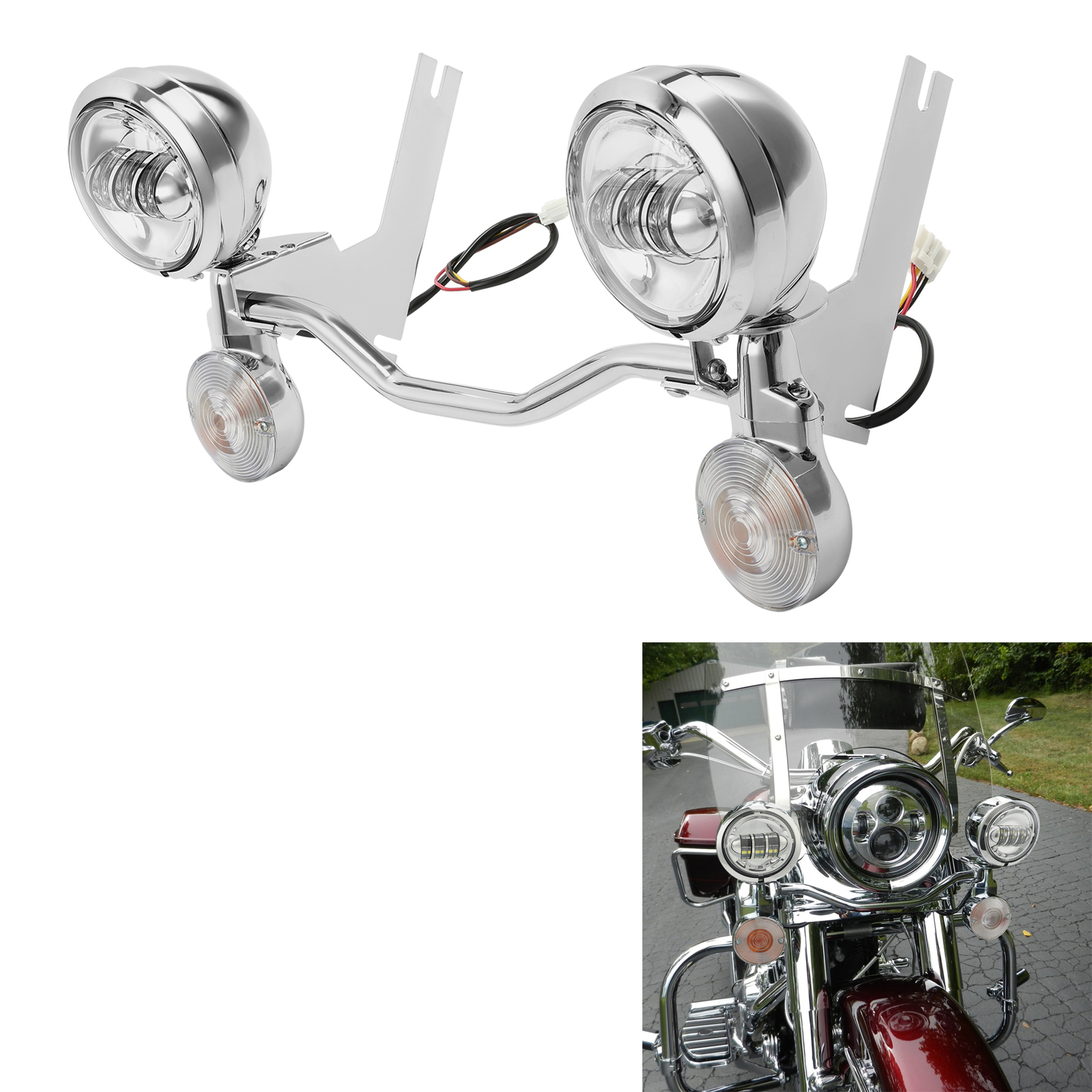 LED Passing Turn Signal Fog Spot Light Bar Fit For Harley Road King 1994-2024 23