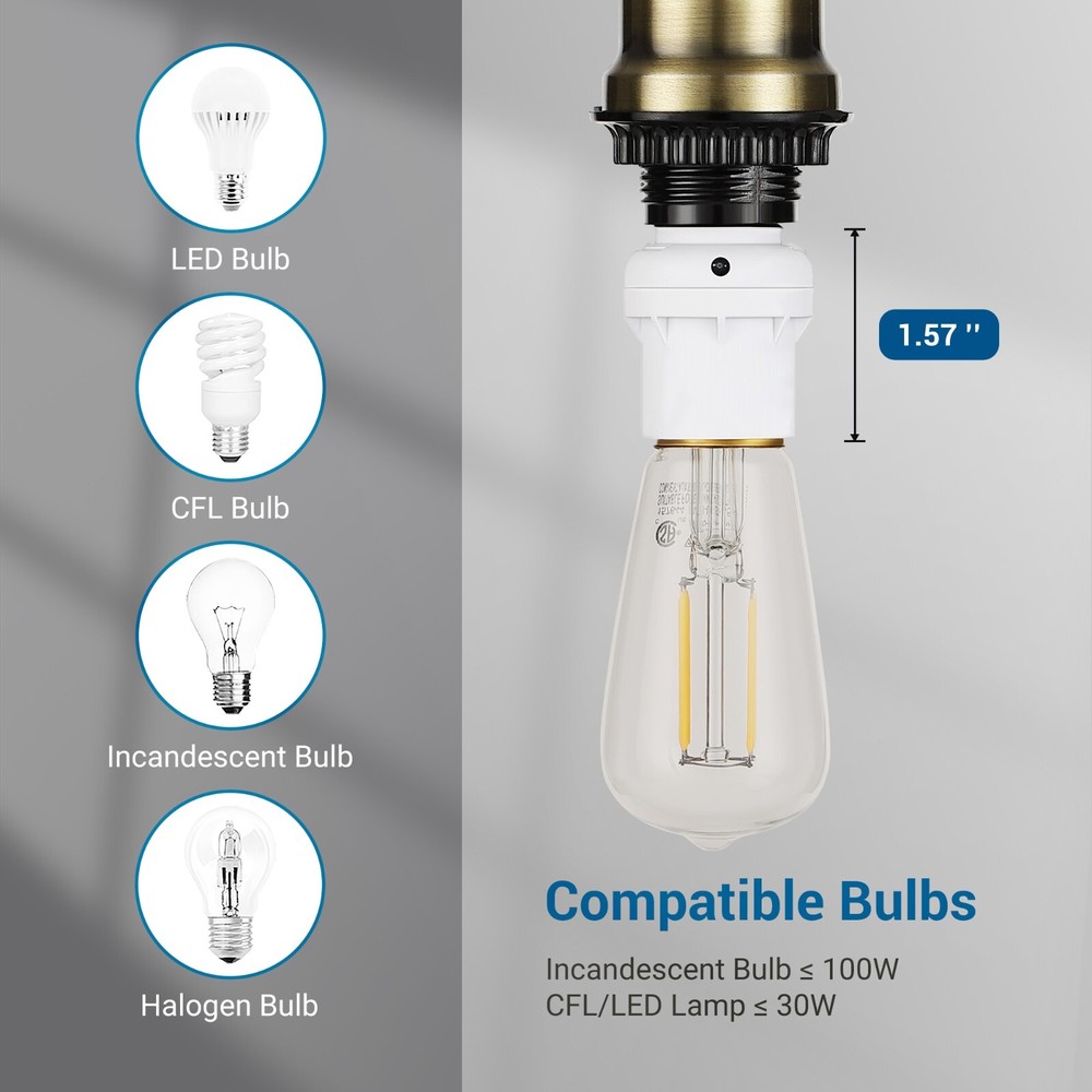 DEWENWIL 6 Pack Light Sensor Socket Dusk to Dawn Sensor Socket Light Bulb Socket