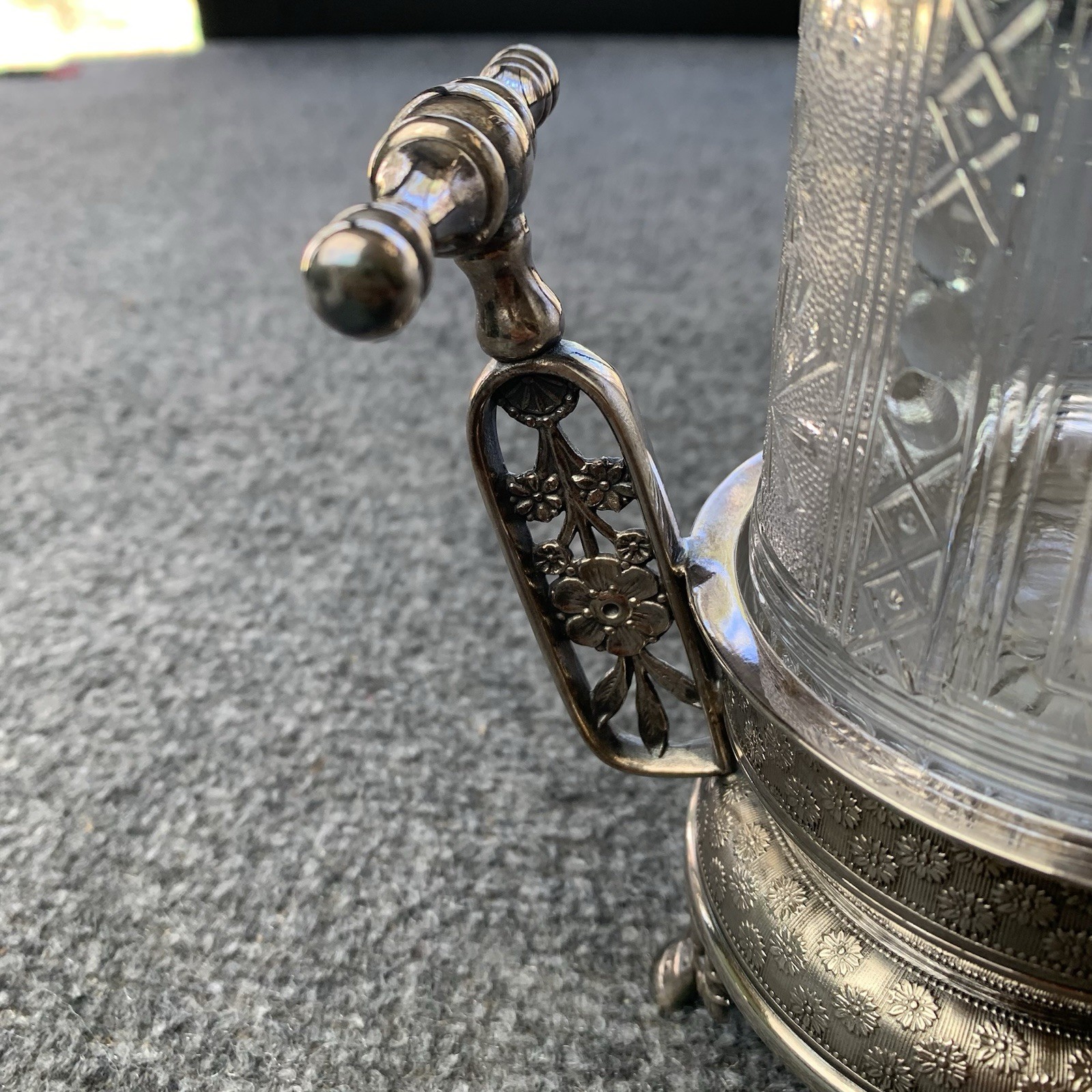 Antique Pairpoint Silver Plate Pickle Castor Clear Glass Marked 629 4913-z