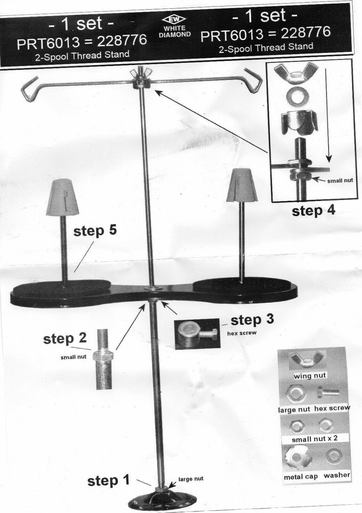 All Metal 2 Spool Industrial Sewing Machine Thread Stand