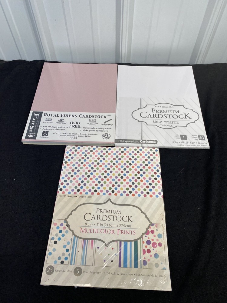 NEW Cardstock 8.5" x 11" WHITE MULTI-COLOR Solid & Prints NEW OPEN PACKAGE