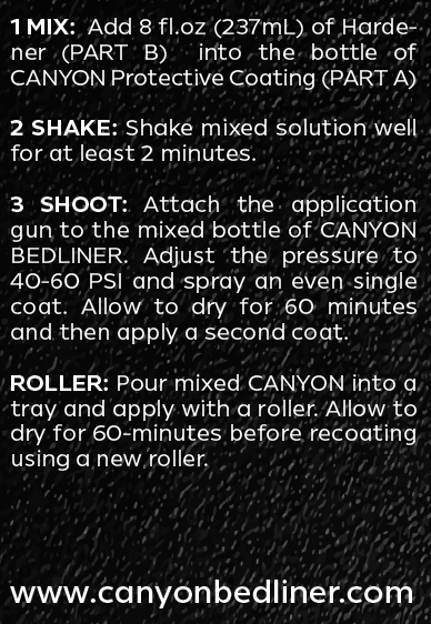 Canyon Acrylic Black Spray-On Truck Bed Liner 2 Liter Kit w/ Spray Gun