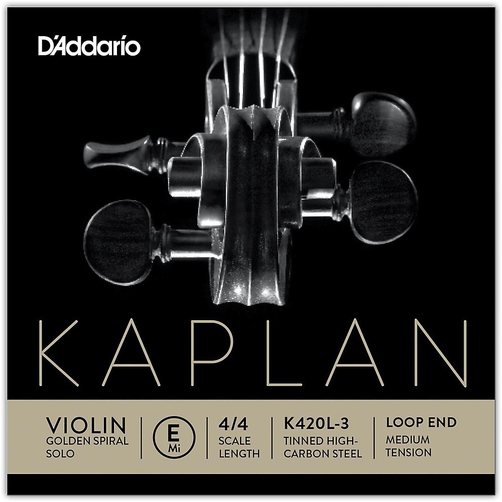 D'Addario Kaplan Golden Spiral Solo Violin E String 4/4 Solid Steel Med Loop End