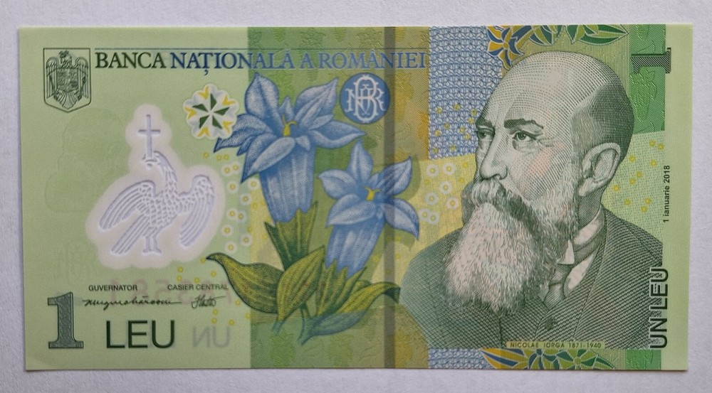 Romania 1 Leu 2022 Polymer Banknote, Romanian