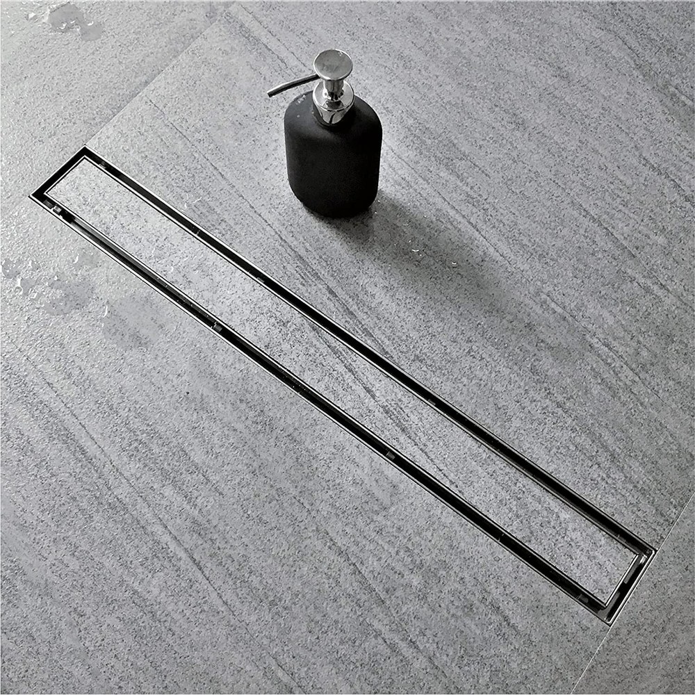 24-Inch Linear Shower Drain with Tile Insert Grate  Professional Brushed 304 SS