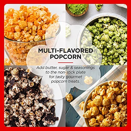 Automatic Stirring Popcorn Maker Popper, Electric Hot Oil Popcorn Machine Red