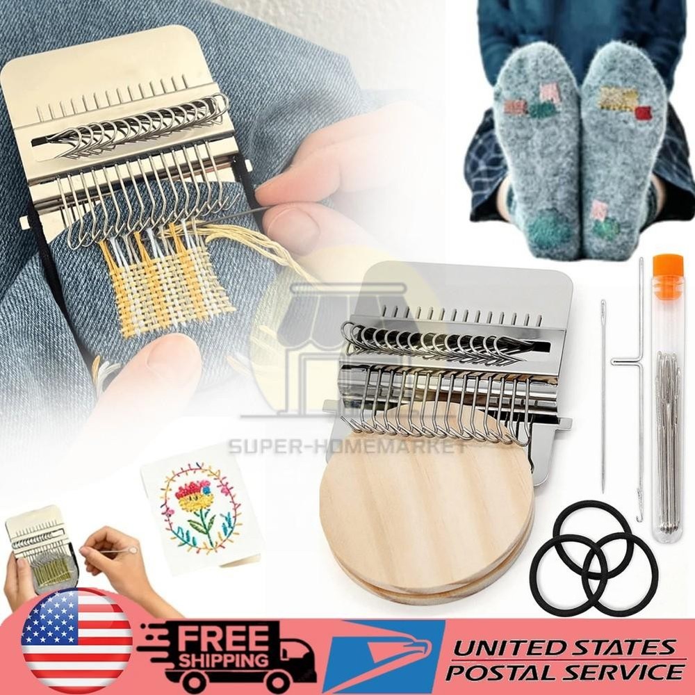 10 Hook Loom Knitting Kit,Patch Kit Weaving Loom,Portable Patch Darning Loom Kit