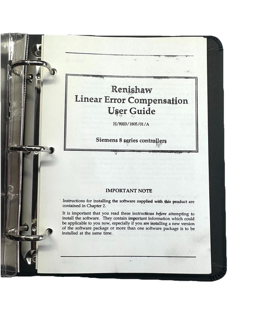 Renishaw Linear Error Compensation Siemens 8 Series Controller Software / Guide