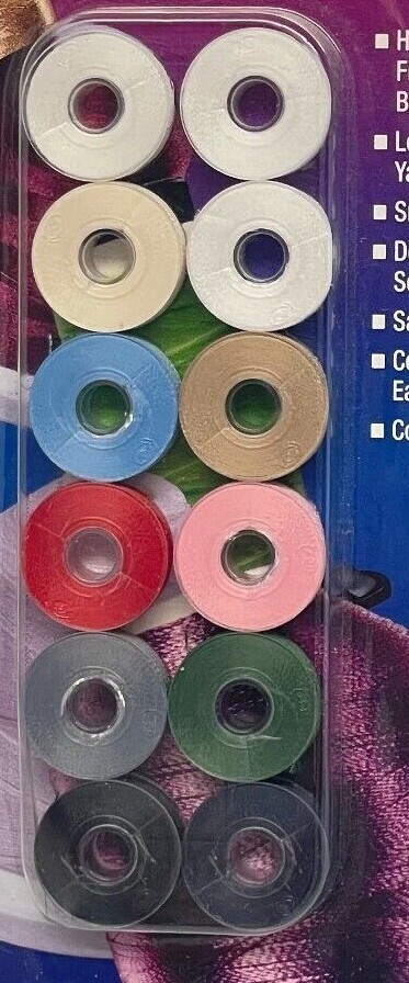 Robison-Anton Embroidery Thread Pre-Wound Plastic Bobbins 12 Pack Multicolor