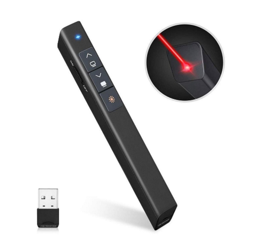 Wireless Presenter Remote - Laser Pointer - 2.4GHz - USB Plug & Play - PC189A