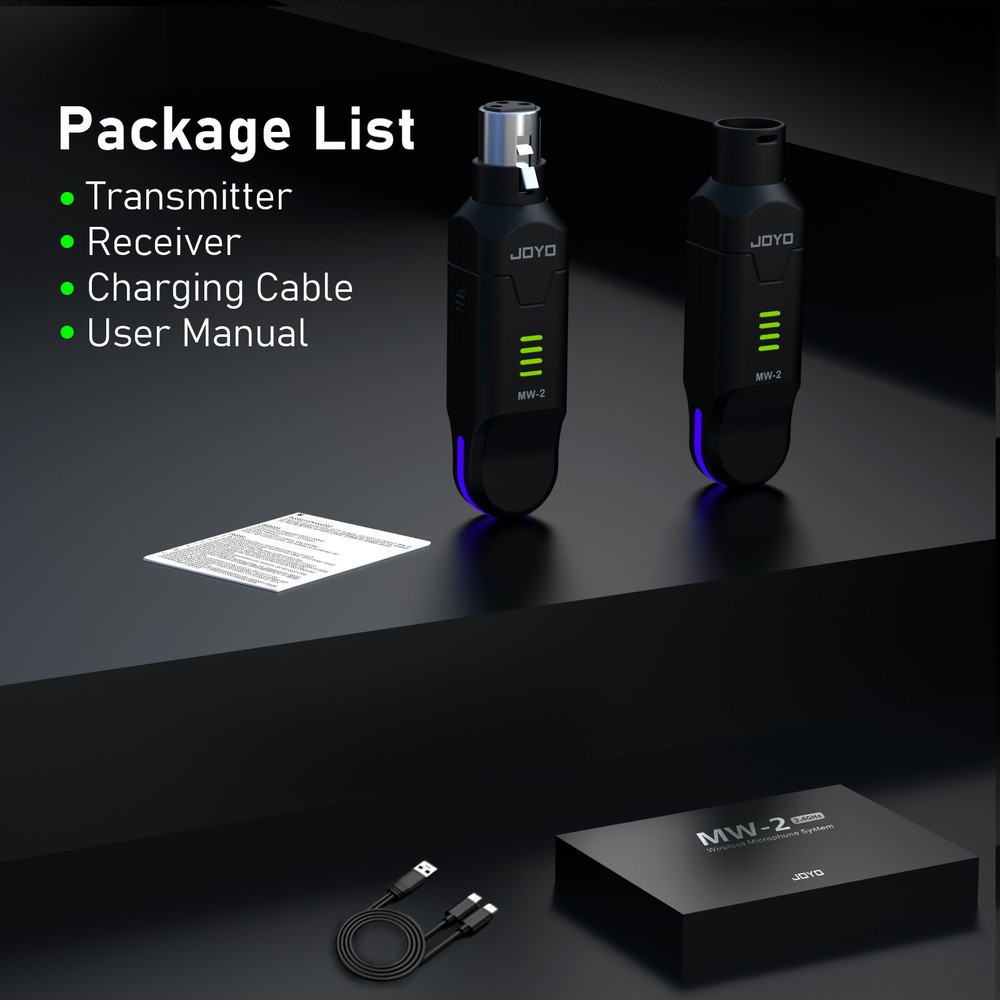 JOYO 2.4GHz Wireless Microphone System 4 Channel Transmitter & Receiver Dynamic