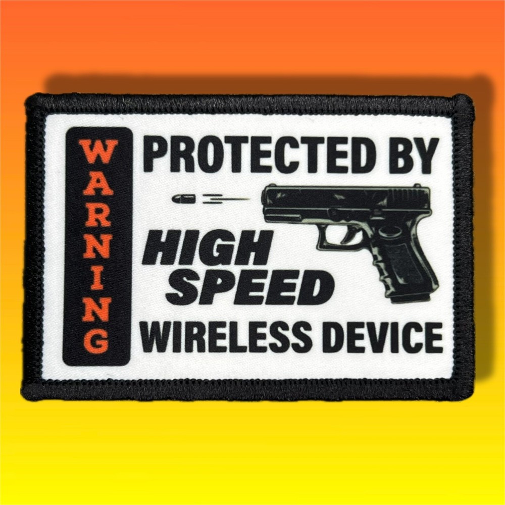Protected By High Speed Wireless Device Patch / Military Badge Tactical Hook 452