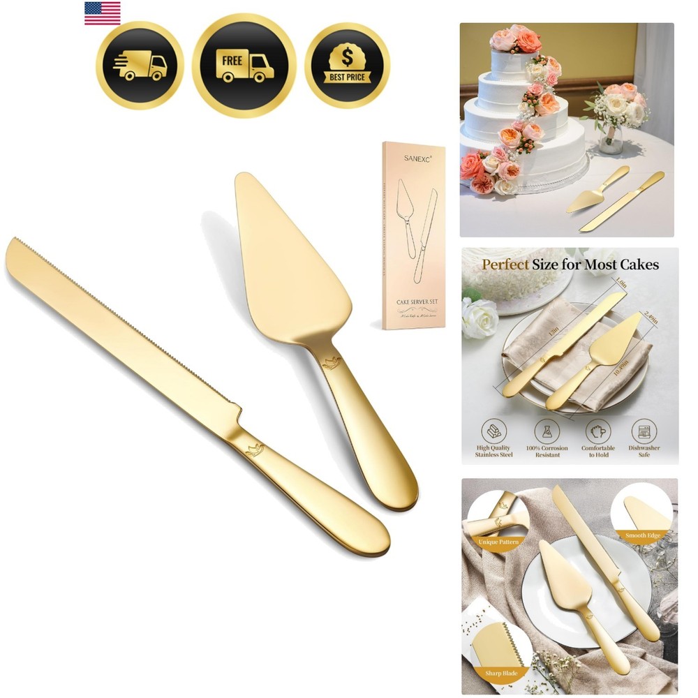 Cake Cutting Set for Wedding - Extended Cake Knife and Server Set Thickened S...