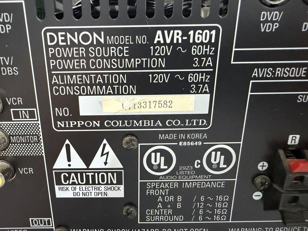 Denon AVR-1601 Precision Surround Sound Receiver With Remote Control Bundle