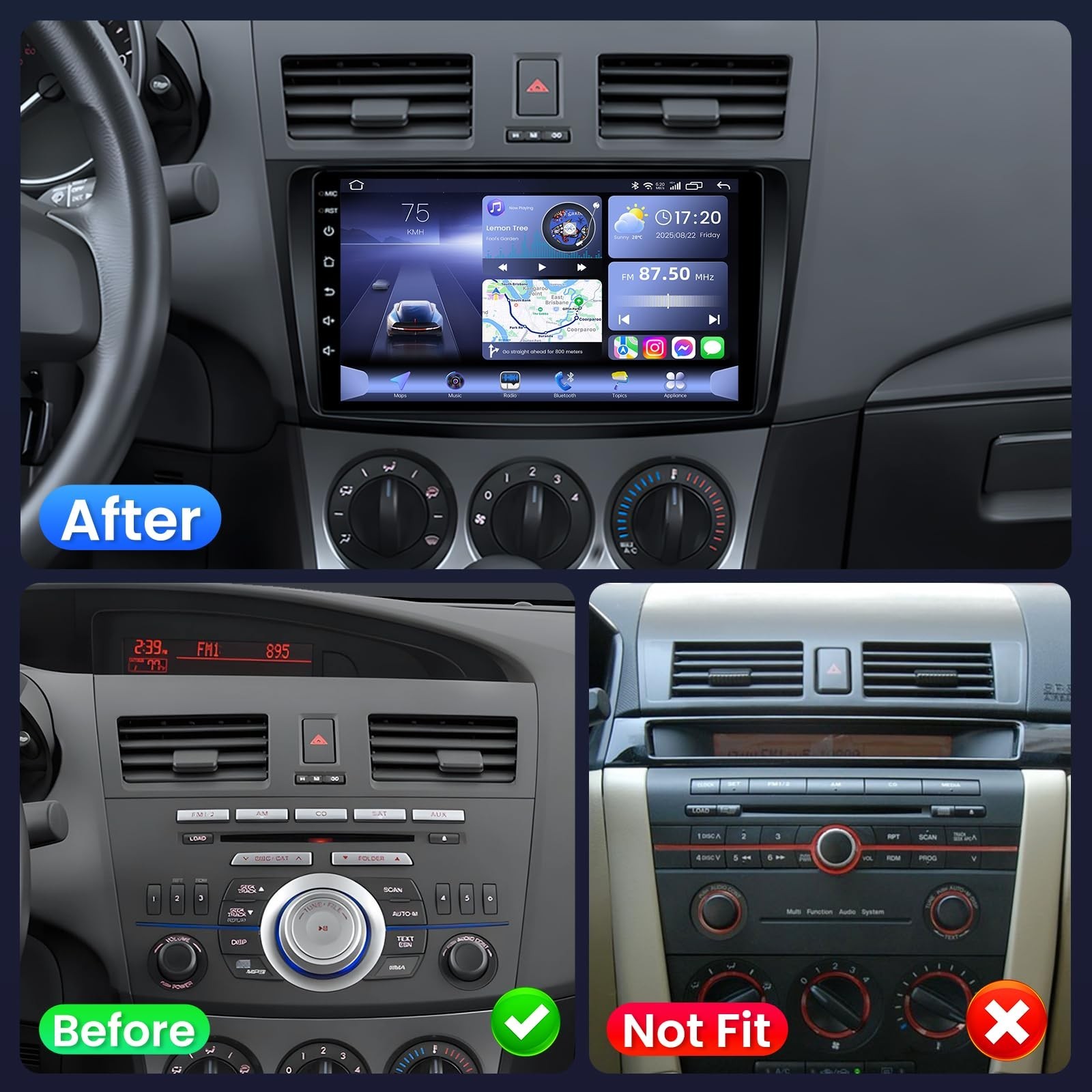 Android 13 Car Stereo for Mazda 3 2010–2013 – 9 Inch 1280×800 H