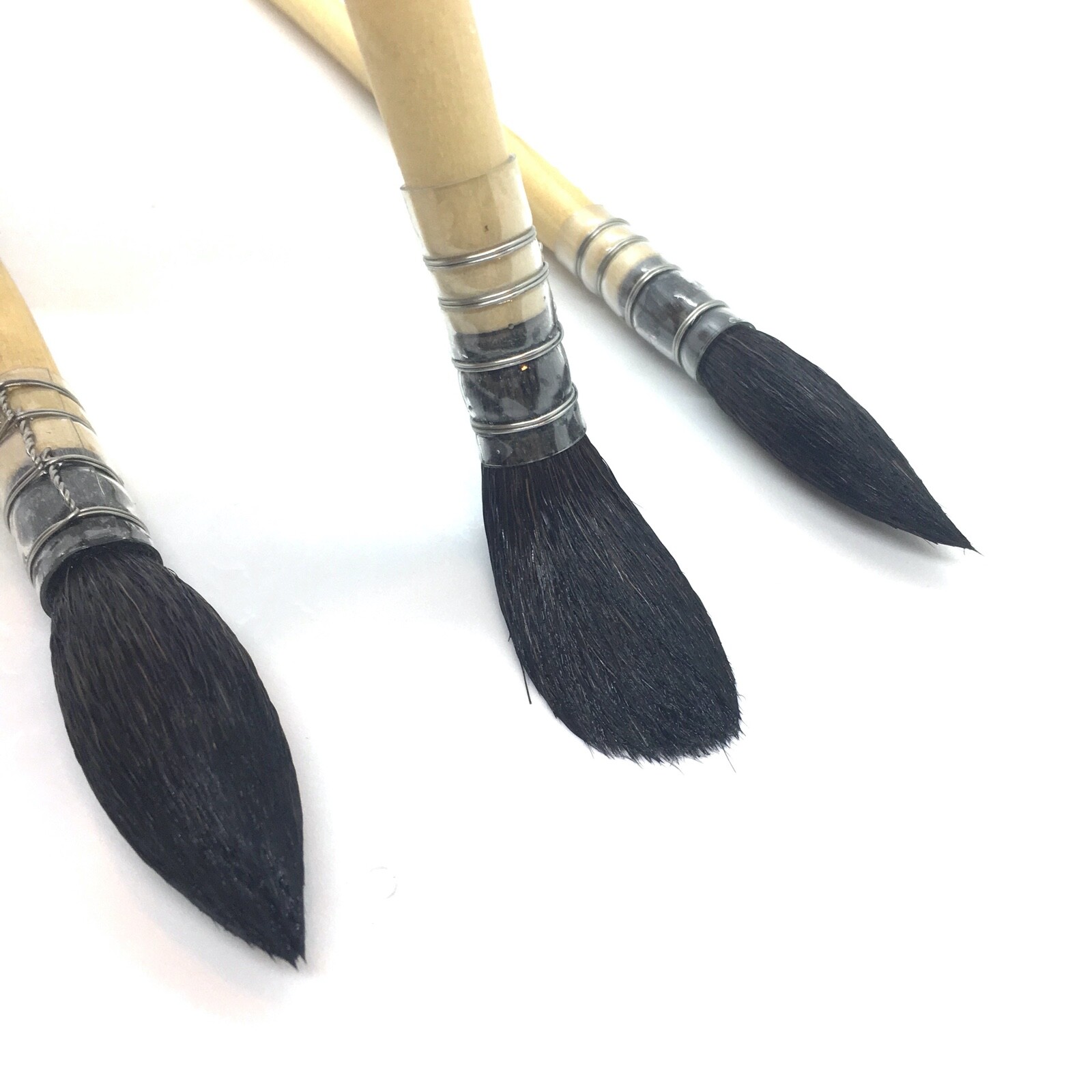 XDT#920 Mop Round Tip Art Brush 3Pc #8#10#12 Black Goat Acrylic Watercolor