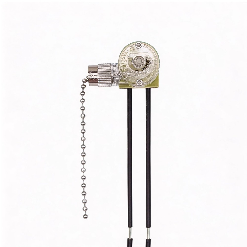 Geettcaifu 1 Pcs ZE-109 Ceiling Fan Light Pull Chain Switch, Two-Wire Silver
