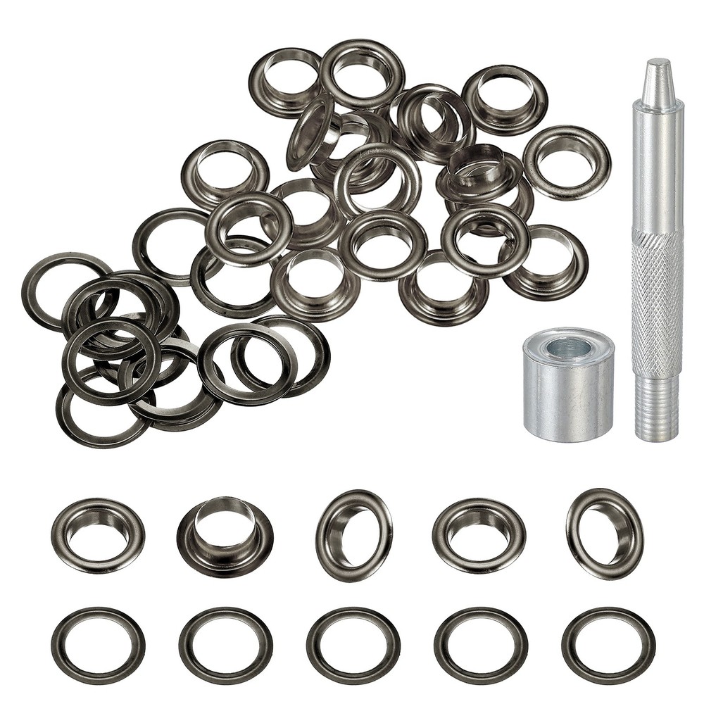 20Set Grommets Eyelets Kit 8mm Copper Eyelets with Setting Tool Gun Black