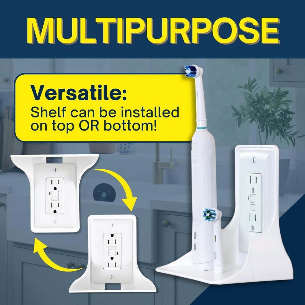 No Drill Wall Outlet Shelf Plug Mount Cord Storage 4 Pack