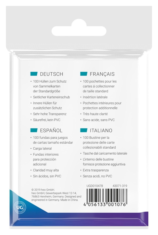 100 Ultimate Guard Precise Fit Side Loading Standard Size Card Sleeves Inner