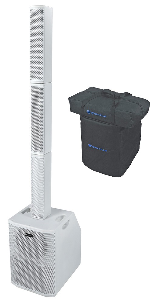 (2) Rockville TITAN ARRAY SYSTEMS Powered Column Array Speaker+10" Subs in White